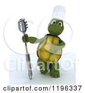 Poster, Art Print Of 3d Tortoise Chef Presenting A Pasta Spoon