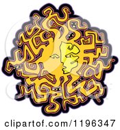 Clipart Of An Abstract Sun With Swirly Rays Royalty Free Vector Illustration