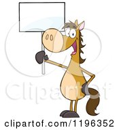 Poster, Art Print Of Happy Brown Horse Holding Up A Sign