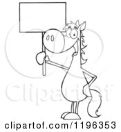 Poster, Art Print Of Outlined Horse Holding Up A Sign