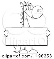 Poster, Art Print Of Outlined Horse Holding A Sign