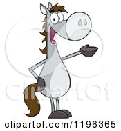 Poster, Art Print Of Gray Horse Standing Up And Presenting