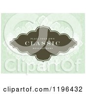 Clipart Of A Vintage Frame With Sample Text And Damask Over Green Floral Royalty Free Vector Illustration