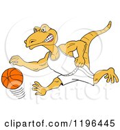 Goanna Lizard Mascot Dribbling A Basketball