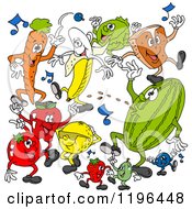 Poster, Art Print Of Steak Fruits And Vegetables Dancing To Music