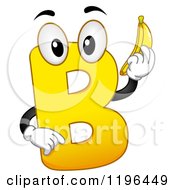Poster, Art Print Of Yellow Letter B Mascot Holding A Banana
