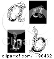 Clipart Of A Vintage Floral Letter A And B Royalty Free Vector Illustration