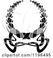 Poster, Art Print Of Black And White Coat Of Arms Wreath With Ribbons