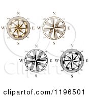 Clipart Of Black And Brown Compass Roses 2 Royalty Free Vector Illustration