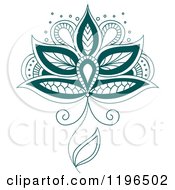 Clipart Of A Teal Henna Flower 9 Royalty Free Vector Illustration