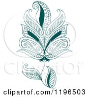Clipart Of A Teal Henna Flower 8 Royalty Free Vector Illustration