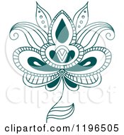Clipart Of A Teal Henna Flower 6 Royalty Free Vector Illustration