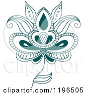 Poster, Art Print Of Teal Henna Flower 6