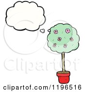 Cartoon Of A Potted Tree Thinking Royalty Free Vector Illustration