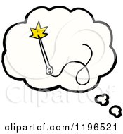 Cartoon Of A Magic Wand In A Thinking Bubble Royalty Free Vector Illustration