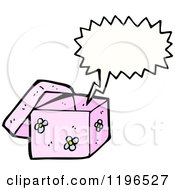 Cartoon Of A Flowered Box Speaking Royalty Free Vector Illustration