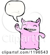 Cartoon Of A Pink Monster Speaking Royalty Free Vector Illustration