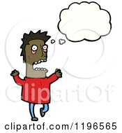 Cartoon Of A Stressed African American Man Thinking Royalty Free Vector Illustration