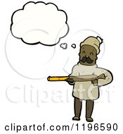 Cartoon Of An African American Man Hunting Thinking Royalty Free Vector Illustration by lineartestpilot