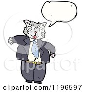 Cartoon Of A Cat Wearing A Business Suit Speaking Royalty Free Vector Illustration