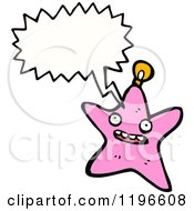 Cartoon Of A Pink Star Ornament Speaking Royalty Free Vector Illustration