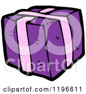 Cartoon Of A Purple Wrapped Gift Royalty Free Vector Illustration