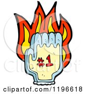 Cartoon Of A Flaming Hand With The 1 Royalty Free Vector Illustration