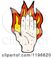 Cartoon Of A Flaming Hand Royalty Free Vector Illustration