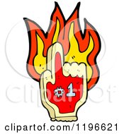 Cartoon Of A Flaming Hand With A 1 Royalty Free Vector Illustration by lineartestpilot