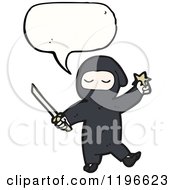 Cartoon Of A Kid In A Ninja Costume Speaking Royalty Free Vector Illustration