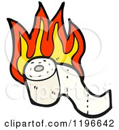 Cartoon Of A Flaming Roll Of Toilet Paper Royalty Free Vector Illustration by lineartestpilot