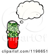 Cartoon Of A Pill Thinking Royalty Free Vector Illustration