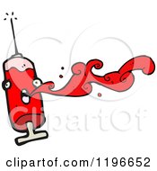 Cartoon Of A Bloody Syringe Royalty Free Vector Illustration