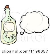 Cartoon Of A Tequilla Worm Thinking Royalty Free Vector Illustration by lineartestpilot