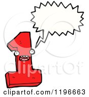Cartoon Of A Number 1 Speaking Royalty Free Vector Illustration