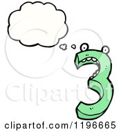 Cartoon Of A Number 3 Thinking Royalty Free Vector Illustration