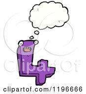 Cartoon Of A Number 4 Thinking Royalty Free Vector Illustration