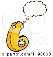 Cartoon Of A Number 6 Thinking Royalty Free Vector Illustration by lineartestpilot