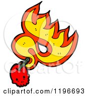 Cartoon Of A Flaming Cherry Design Element Royalty Free Vector Illustration by lineartestpilot