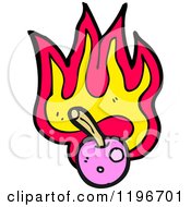 Cartoon Of A Flaming Cherry Royalty Free Vector Illustration by lineartestpilot