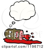 Cartoon Of A Bloody Decapitated Head Thinking Royalty Free Vector Illustration