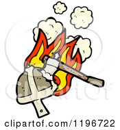 Cartoon Of A Flaming Viking Helmet Royalty Free Vector Illustration by lineartestpilot