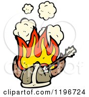 Cartoon Of A Flaming Viking Helmet Royalty Free Vector Illustration