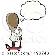Cartoon Of A Bald Man On A Scooter Thinking Royalty Free Vector Illustration by lineartestpilot