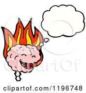 Cartoon Of A Flaming Brain Thinking Royalty Free Vector Illustration by lineartestpilot