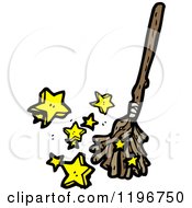 Cartoon Of A Magic Broom Sweeping Royalty Free Vector Illustration