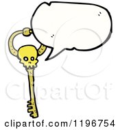Cartoon Of A Gold Skeleton Key Speaking Royalty Free Vector Illustration by lineartestpilot