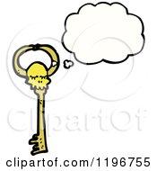 Cartoon Of A Gold Skeleton Key Thinking Royalty Free Vector Illustration by lineartestpilot