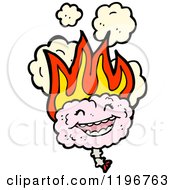 Cartoon Of A Flaming Brain Royalty Free Vector Illustration by lineartestpilot