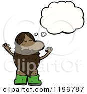 Cartoon Of An African American Caveman Thinking Royalty Free Vector Illustration by lineartestpilot